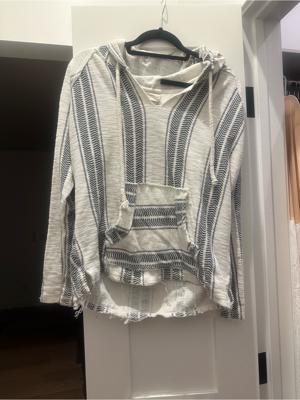 Striped Baja Hoodie Sweatshirt - Cream & Navy